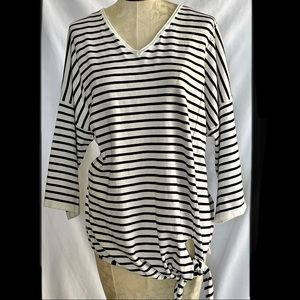 Time & Tru black & White Striped Blouse